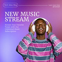 Music stream Instagram post  vector template