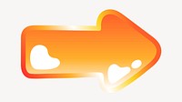 Arrow icon in cute funky orange shape illustration