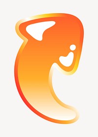 Arrow icon in cute funky orange shape illustration