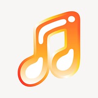 Music note icon in cute funky orange shape illustration