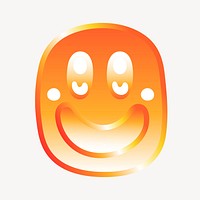 Smiling face icon in cute funky orange shape illustration