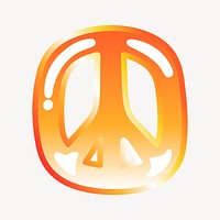 Peace icon in cute funky orange shape illustration