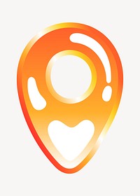 Location pin icon in cute funky orange shape illustration