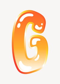 Letter g in cute funky orange alphabet illustration