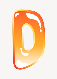 Letter d in cute funky orange alphabet illustration