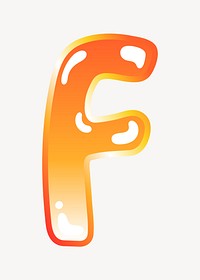Letter f in cute funky orange alphabet illustration