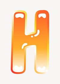 Letter h in cute funky orange alphabet illustration
