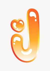 Letter j in cute funky orange alphabet illustration