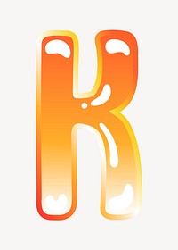 Letter k in cute funky orange alphabet illustration
