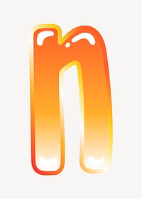 Letter n in cute funky orange alphabet illustration
