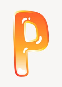 Letter p in cute funky orange alphabet illustration