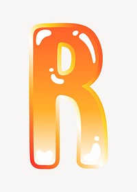 Letter r in cute funky orange alphabet illustration