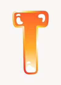 Letter t in cute funky orange alphabet illustration