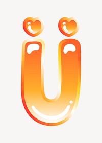 Letter u in cute funky orange alphabet illustration