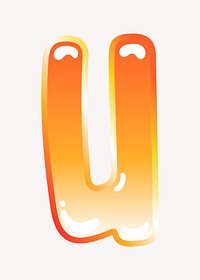 Letter u in cute funky orange alphabet illustration