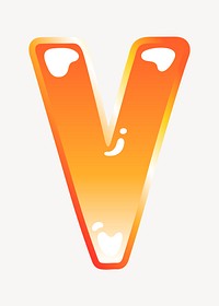Letter v in cute funky orange alphabet illustration