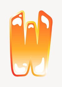 Letter w in cute funky orange alphabet illustration
