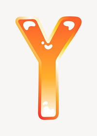 Letter y in cute funky orange alphabet illustration