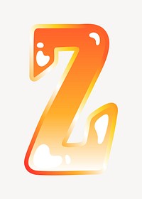 Letter z in cute funky orange alphabet illustration