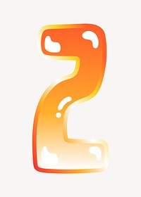 Number 2 in cute funky orange alphabet illustration