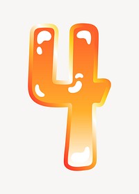 Number 4 in cute funky orange alphabet illustration