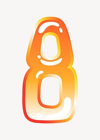 Number 8 in cute funky orange alphabet illustration