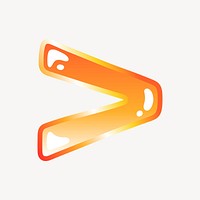 Greater than sign in cute funky orange symbol illustration