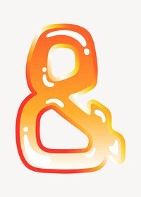 Ampersand sign in cute funky orange symbol illustration