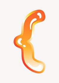 Curly bracket sign in cute funky orange symbol illustration