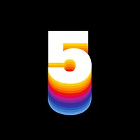 Number 5 retro colorful layered font illustration