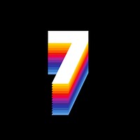 Number 7 retro colorful layered font illustration