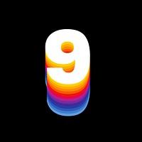 Number 9 retro colorful layered font illustration