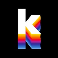 Letter k retro colorful layered alphabet illustration