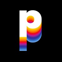 Letter p retro colorful layered alphabet illustration