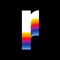 Letter r retro colorful layered alphabet illustration