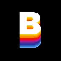 Letter b retro colorful layered alphabet illustration