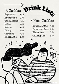 Drink price list menu  vector template