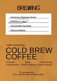 Cold brew coffee label  vector template