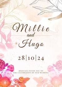Floral aesthetic wedding invitation template