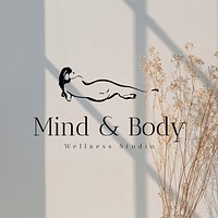 Wellness studio business logo template, minimal line art