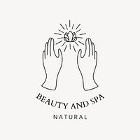 Minimal floral hands logo template line art 