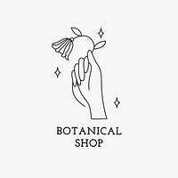 Minimal floral hands logo template line art 