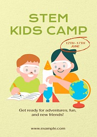 STEM kids camp  poster template and design