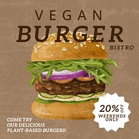 Vegan burger Instagram post template