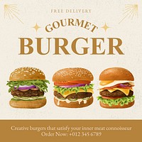Gourmet burger Instagram post template