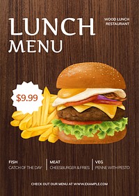 Lunch menu customizable poster template