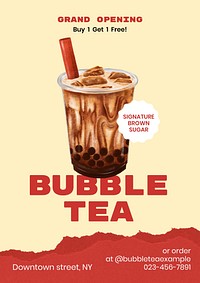 Bubble tea  poster template