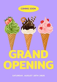 Soft serves  poster template, grand opening text