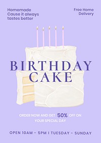 Birthday cake poster template, bakery shop ad