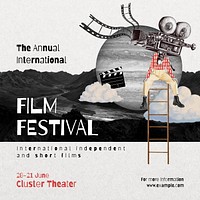 Movie festival Facebook story template,  collage remix design